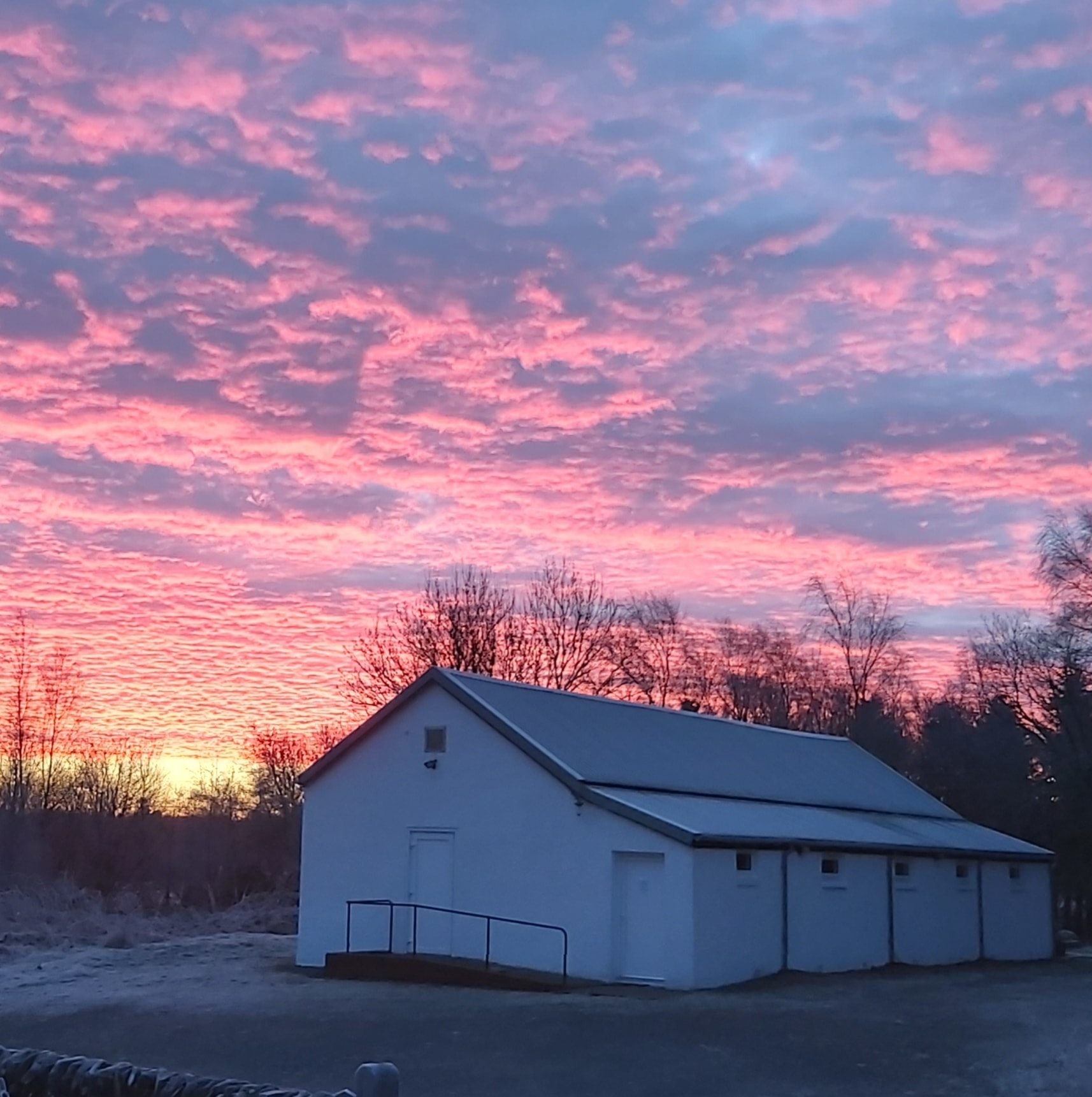 Mossdale Village Hall at sunset