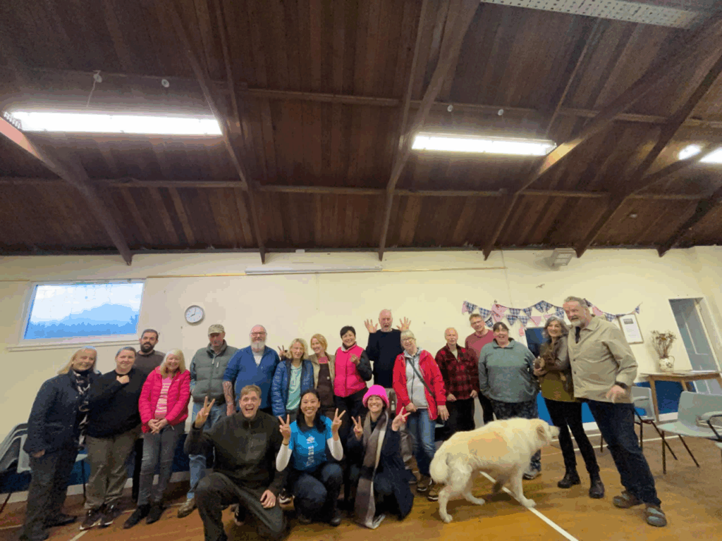 Group photo in Mossdale Village Hall